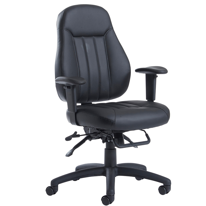 Zeus Medium Back 24-Hour Task Chair – Black Faux Leather