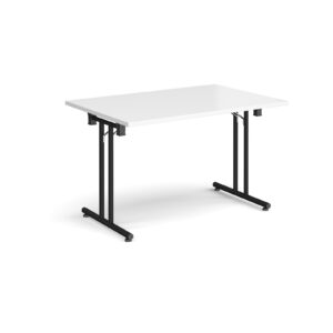 Folding Conference Table – 1200mm x 800mm, Black Frame with Straight Foot Rails