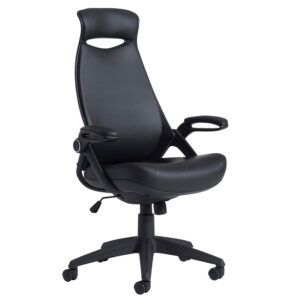Tuscan Managers Office Chair With Head Support - Black Leather Faced