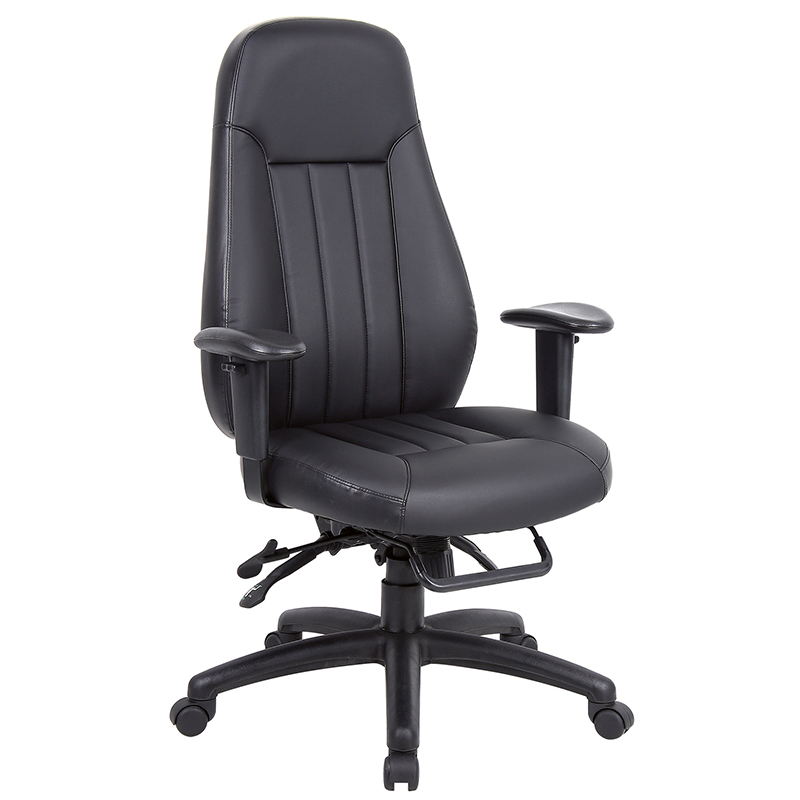 Zeus High Back 24-Hour Task Chair - Black Faux Leather