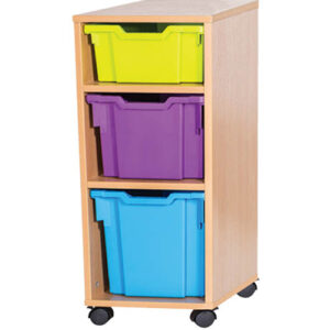 3 Mixed Tray Single Bay Mobile or Static Classroom Storage Unit - 861mm High