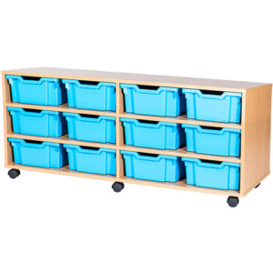12 Deep Tray Quad Bay Fixed Shelf Mobile or Static Unit - 615mm High