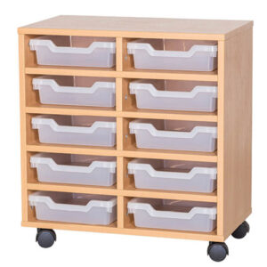 10 Shallow Tray Cubby Mobile Unit - Double Bay