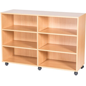 12 High Quad Bay Open Mobile or Static Classroom Storage Unit with 4 Fixed Shelves - 1107mm High