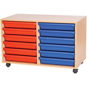 12 Tray A3 Mobile Double Bay Paper Storage Unit – 615mm High