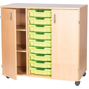 9 Tray Triple Bay Mobile or Static School Double Cupboard - 861mm High