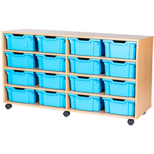 16 Deep Tray Quad Bay Fixed Shelf Mobile or Static Unit - 779mm High