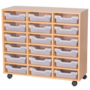 18 Shallow Tray Cubby Mobile Unit - Triple Bay