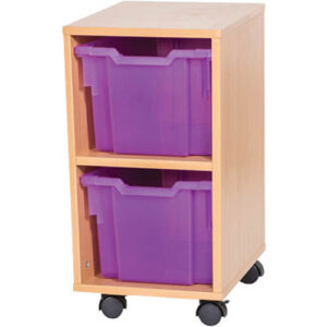 2 Extra Deep Tray Single Bay Static or Mobile Fixed Shelf Classroom Storage - 615mm High