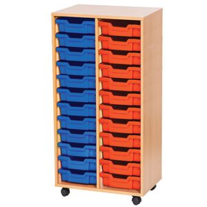 24 Tray Mobile or Static Double Bay Classroom Storage Unit - 1107mm High