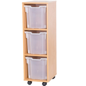 3 Jumbo Tray Single Bay Mobile or Static Classroom Storage Unit - 1107mm High