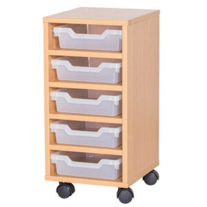 5 Shallow Tray Mobile Cubby Unit - Single Bay