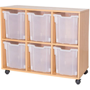 6 Jumbo Tray Triple Bay Mobile or Static Classroom Storage Unit - 779mm High