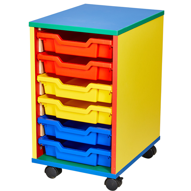 6 Tray Mobile Single Bay COLORE! Classroom Storage Unit - 615mm High