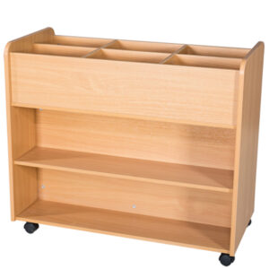 6 Well Mobile Double Sided School Library Kinder Book Trolley with Shelf - 900mm High