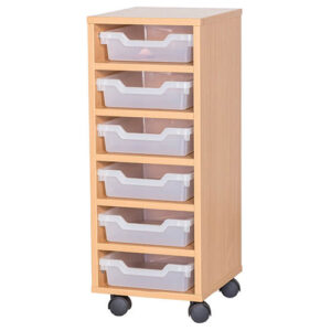 6 Shallow Tray Cubby Mobile Unit - Single Bay