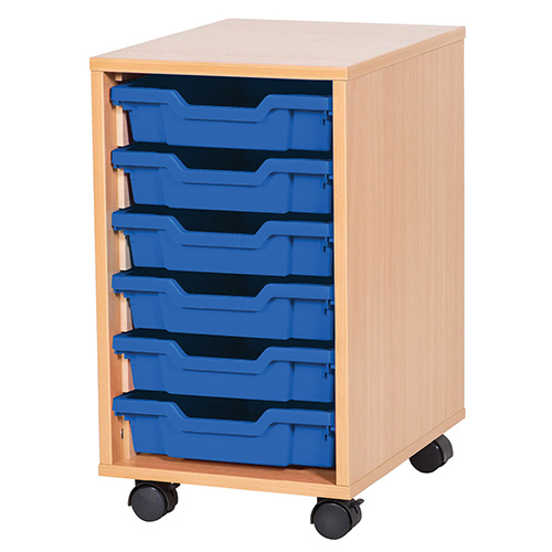 6 Tray Mobile or Static Single Bay Classroom Storage Unit - 615mm High