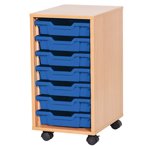 7 Tray Mobile or Static Single Bay Classroom Storage Unit - 697mm High