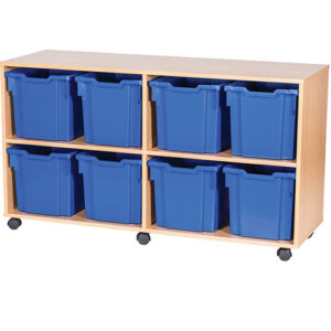 8 Jumbo Tray Quad Bay Mobile or Static Classroom Storage Unit - 779mm High