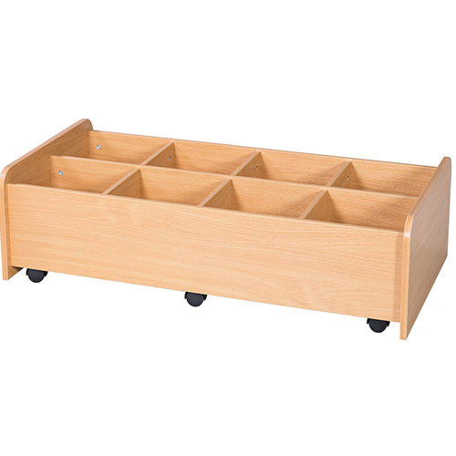 8 Well Low Mobile Extra-Wide School Library Kinderbox - 300mm High