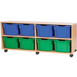 8 Extra Deep Tray Quad Bay Static or Mobile Classroom Storage Unit - 615mm High