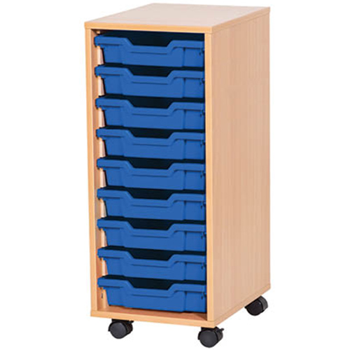 9 Tray Mobile or Static Single Bay Classroom Storage Unit - 861mm High
