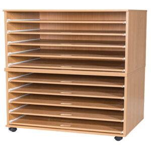 A1 Mobile or Static Education Paper Storage Unit - 10 Sliding Shelves