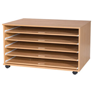 A1 Mobile or Static Education Paper Storage Unit - 5 Sliding Shelves