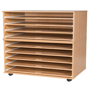 A1 Mobile or Static Education Paper Storage Unit - 9 Sliding Shelves
