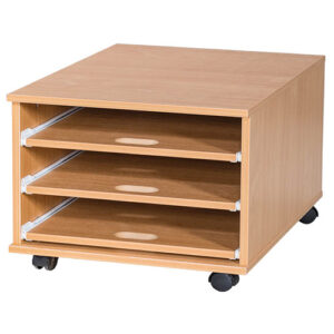 A2 Mobile or Static Education Paper Storage Unit - 3 Sliding Shelves