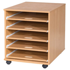 A2 Mobile or Static Education Paper Storage Unit - 5 Sliding Shelves