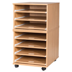 A2 Mobile or Static Education Paper Storage Unit - 7 Sliding Shelves