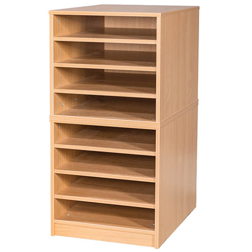A2 Mobile or Static Education Paper Storage Unit - 8 Fixed Shelves