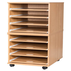 A2 Mobile or Static Education Paper Storage Unit - 8 Sliding Shelves