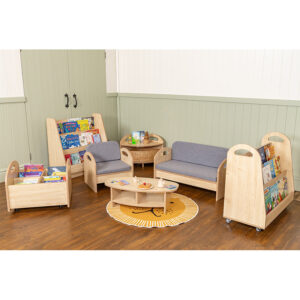 Cosy Reading Nook Bundle: Maple & Grey, 7 Pieces + FREE Coffee Table