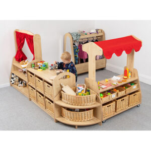 Small Nursery Role Play Area: Dressing Up Trolley & Puppet Stage