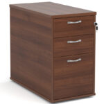 Desk-high-3-drawer-pedestal-with-silver-handles-800mm-deep-walnut