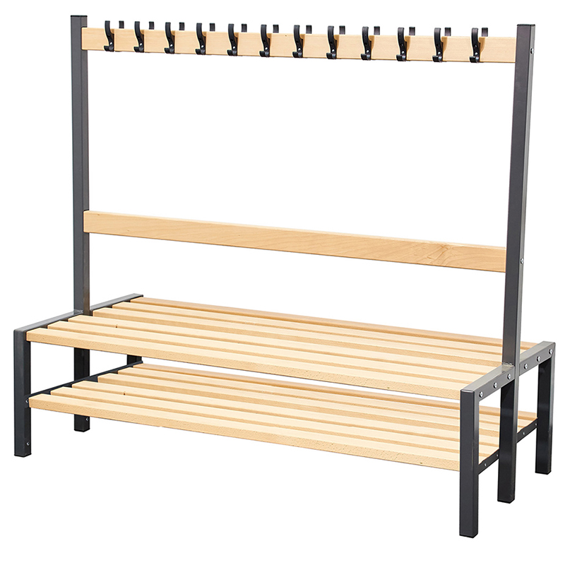 Double Sided 24 Hook Cloakroom Bench with Shoe Rack - 1500mm Wide