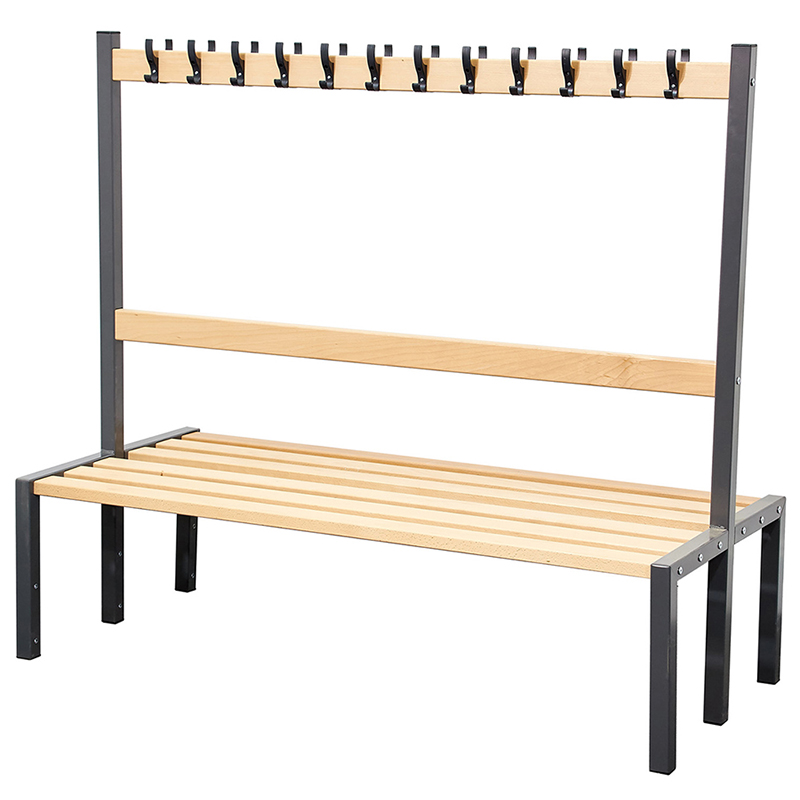 Double Sided 24 Hook Cloakroom Bench - 1500mm Wide