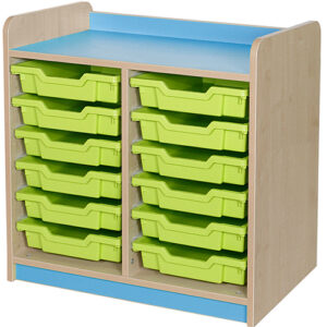 KubbyClass Double Bay 12 Shallow Tray Classroom Storage Unit - 707mm High