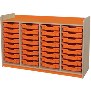 KubbyClass Quad Bay 32 Shallow Tray Classroom Storage Unit - 877mm High