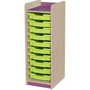KubbyClass Single Bay 10 Shallow Tray Classroom Storage Unit - 1047mm High