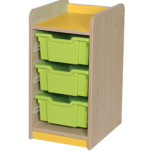 KubbyClass Single Bay 3 Deep Tray Classroom Storage Unit - 707mm High