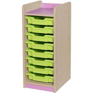 KubbyClass Single Bay 8 Shallow Tray Classroom Storage Unit - 877mm High