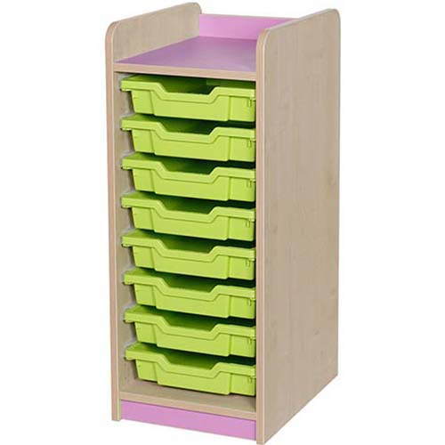 KubbyClass Single Bay 8 Shallow Tray Classroom Storage Unit - 877mm High
