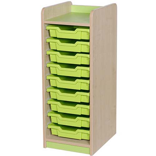 KubbyClass Single Bay 9 Shallow Tray Classroom Storage Unit - 962mm High