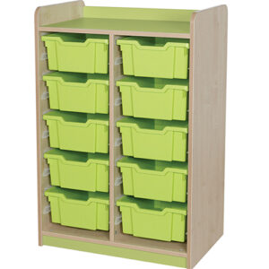 KubbyClass Double Bay 10 Deep Tray Classroom Storage Unit -1047mm