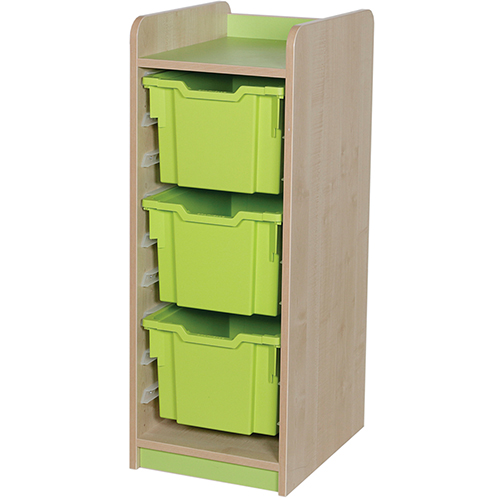 KubbyClass Single Bay 3 Extra Deep Tray Classroom Storage Unit - 962mm High
