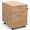 Mobile-2-drawer-pedestal-with-silver-handles-600mm-deep-beech