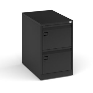 Premium Steel Executive 2 Drawer Filing Cabinet - Black